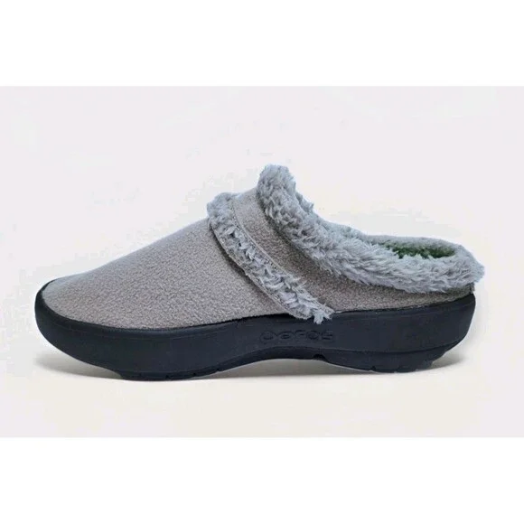 Oofos OOcoozie Mule Gray Slip On Shoe Slipper Women’s Size 10.5 Faux Fur Lined - Picture 4 of 9